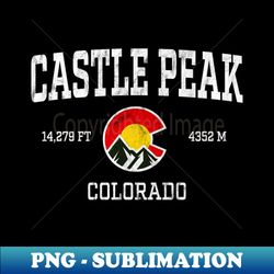 Castle Peak Colorado 14ers Vintage Athletic Mountains - Unique Sublimation PNG Download - Stunning Sublimation Graphics