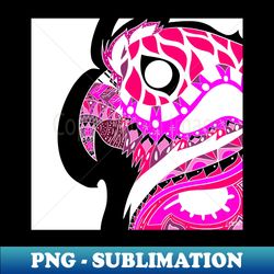 pink parrot ecopop guacamaya bird in mexican pattern art - high-quality png sublimation download - vibrant and eye-catching typography