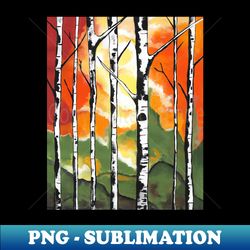 ORANGE Spice Birch Tree Acrylic Painting - Exclusive PNG Sublimation Download - Perfect for Personalization