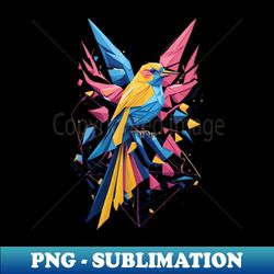 Geometric Bird Colorful Abstract Retro Design - Exclusive PNG Sublimation Download - Vibrant and Eye-Catching Typography