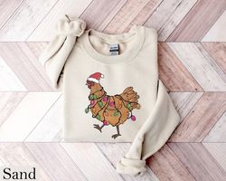 Christmas Chickens Sweatshirt, Funny Chickens Sweater, Funny Animal Shirt, Cute Farmer Shirt, Christmas Country Shirt, F