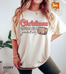 Christmas movie junkie, Funny Christmas tshirt, Movie lovers Christmas t-shirt, Christmas tree shirt, iprintasty Christm