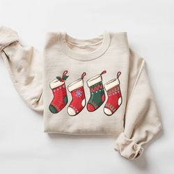Christmas Stockings Sweatshirt, Merry Christmas Sweathirt, Womens Christmas Crewneck, Cozy Sweatshirt, Holiday Sweatshir
