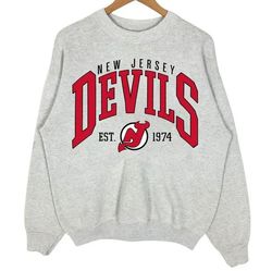 Vintage New Jersey Devils Hockey Sweatshirt, Retro NHL NJ Devils Shirt tee