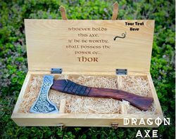 dragon axe with personalized engraved wooden box best gift box for men / women, gift for anniversary, birthday, and chri