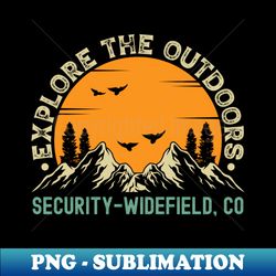 Security-Widefield Colorado - Explore The Outdoors - Security-Widefield CO Vintage Sunset - Sublimation-Ready PNG File - Perfect for Sublimation Mastery