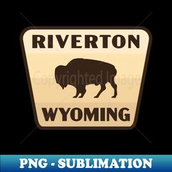 Riverton Wyoming Retro Buffalo Badge Tan - Modern Sublimation PNG File - Perfect for Personalization