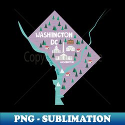 Washington DC Illustrated Map - Unique Sublimation PNG Download - Transform Your Sublimation Creations