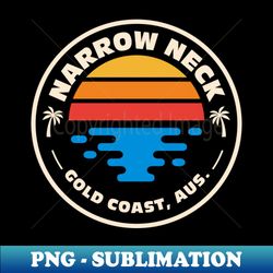 Retro Narrow Neck Gold Coast Australia Vintage Surfing Beach Emblem - Artistic Sublimation Digital File - Create with Confidence