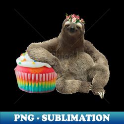 Cute sloth cupcake collage art - PNG Sublimation Digital Download - Unleash Your Creativity