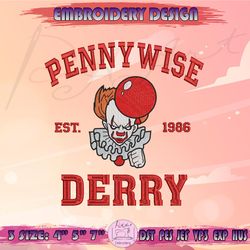 Pennywise Embroidery Design, IT Clown Embroidery, Horror Character Embroidery, Halloween Embroidery, Machine Embroidery Designs