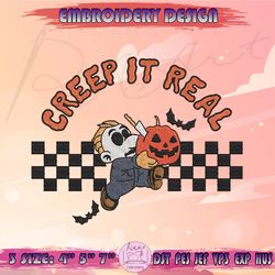 Creep It Real Embroidery Design, Michael Myers Embroidery, Horror Movie Embroidery, Halloween Embroidery, Machine Embroidery Designs