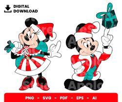 Bundle Layered Svg, Christmas, Christmas Mickey, Christmas Minnie, Digital Download, Clipart, PNG, SVG, Cricut