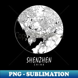 Shenzhen China City Map - Full Moon - Signature Sublimation PNG File - Capture Imagination with Every Detail