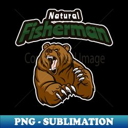 Grizzly Natural Fisherman Design - Retro PNG Sublimation Digital Download - Add a Festive Touch to Every Day