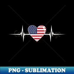 Heartbeat Design American Flag USA - PNG Transparent Digital Download File for Sublimation - Perfect for Personalization