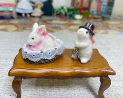 rabbits for a dollhouse. 1:12 dollhouse miniature. animal for a doll.