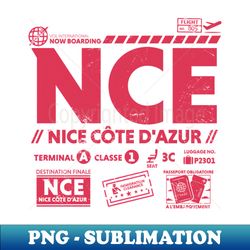 Vintage Nice Cote dAzur NCE Airport Code Travel Day Retro Travel Tag France - Trendy Sublimation Digital Download - Boost Your Success with this Inspirational PNG Download