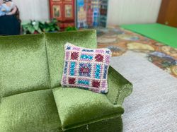 pillow with hand embroidery. 1:12. dollhouse miniature, doll accessories.