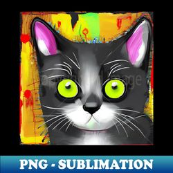 Colorful Peeking Cat - Trendy Sublimation Digital Download - Perfect for Sublimation Art