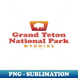 Grand Teton National Park Retro Badge Buffalo Red - Exclusive Sublimation Digital File - Boost Your Success with this Inspirational PNG Download