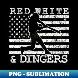 Red White and Dingers American Flag USA Baseball Softball Fan - Premium PNG Sublimation File - Transform Your Sublimation Creations