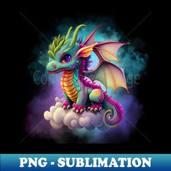 Cute Baby Rainbow Cloud Dragon - - Stylish Sublimation Digital Download - Vibrant and Eye-Catching Typography