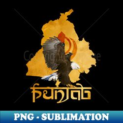 Punjab map with eagle - Vintage Sublimation PNG Download - Instantly Transform Your Sublimation Projects