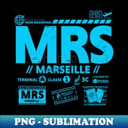 Vintage Marseille MRS Airport Code Travel Day Retro Travel Tag France - PNG Sublimation Digital Download - Unlock Vibrant Sublimation Designs