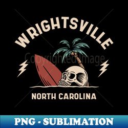 Vintage Surfing Wrightsville North Carolina  Retro Surf Skull - Retro PNG Sublimation Digital Download - Instantly Transform Your Sublimation Projects