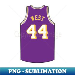 Jerry West Los Angeles Jersey Qiangy - Vintage Sublimation PNG Download - Bring Your Designs to Life