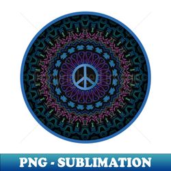 Peace Sign Blue Kaleidoscope - PNG Transparent Sublimation File - Spice Up Your Sublimation Projects