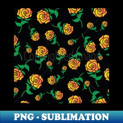Orange Yellow Gradient Hand Drawn Roses Pattern - Unique Sublimation PNG Download - Vibrant and Eye-Catching Typography