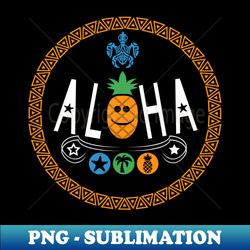 Aloha Pineapple Design Version 2 with White Lettering - Vintage Sublimation PNG Download - Boost Your Success with this Inspirational PNG Download
