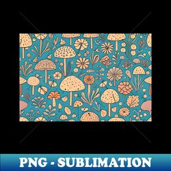 Mushroom and Wildflowers Cottagecore Illustration - Signature Sublimation PNG File - Spice Up Your Sublimation Projects