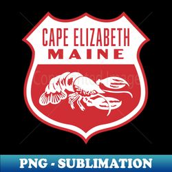 Cape Elizabeth Maine Retro Lobster Shield White - High-Resolution PNG Sublimation File - Perfect for Sublimation Mastery