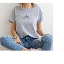 sun t-shirt sunrise, sunset, sunshine, minimalist, minimal, minimalist shirt, minimalist t-shirt, tee, gift for her