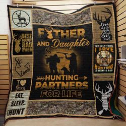 Father And Daughter Hunting Fleece Blanket | Adult 60&21580 inch | Youth 45&21560 inch | Colorful | BK3656