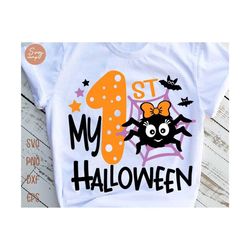 My 1st Halloween Svg, Cute Spider Svg, My First Halloween Svg, Baby Girl Halloween Svg, Kids Halloween Svg File For Cricut Png&Eps