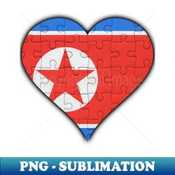 North Korean Jigsaw Puzzle Heart Design - Gift for North Korean With North Korea Roots - Unique Sublimation PNG Download - Capture Imagination with Every Detail