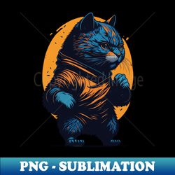 Kung Fu Cat - Instant PNG Sublimation Download - Fashionable and Fearless