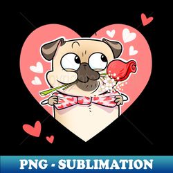 Valentine Rose - fawn pug - Retro PNG Sublimation Digital Download - Capture Imagination with Every Detail
