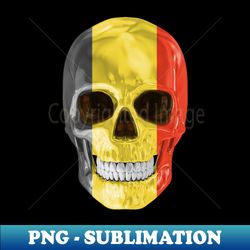 Belgium Flag Skull - Gift for Belgian With Roots From Belgium - Premium PNG Sublimation File - Revolutionize Your Designs