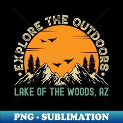 Lake of the Woods Arizona - Explore The Outdoors - Lake of the Woods AZ Vintage Sunset - High-Resolution PNG Sublimation File - Spice Up Your Sublimation Projects