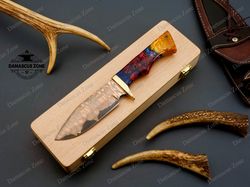 custom Handmade Copper Damascus knife with sheath, gift, for him, gift for her, Christmas gift, Birthday gift, Mokume Ga