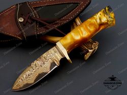 custom Handmade Copper Damascus knife 2 Alloy with sheath, gift, for him, gift for her, Christmas gift, Birthday gift, M