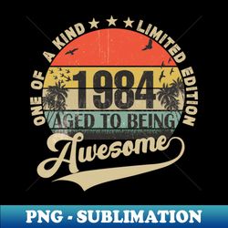 Vintage Year 1984 - PNG Transparent Digital Download File for Sublimation - Enhance Your Apparel with Stunning Detail