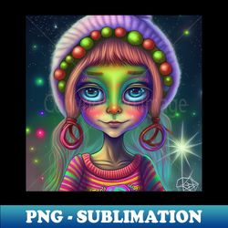 Hippie Alien Girl - PNG Transparent Sublimation Design - Stunning Sublimation Graphics