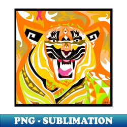 siberian tiger in asian pattern ecopop zodiac yellow - exclusive png sublimation download - bold & eye-catching