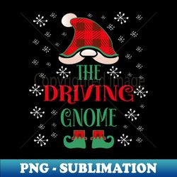 Driving Gnome Buffalo Plaid Matching Family Christmas Gnome Pajama - Retro PNG Sublimation Digital Download - Unleash Your Creativity